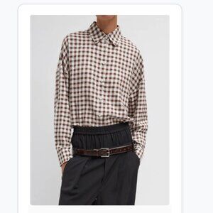 Tibi Gingham Drape Oversized Button Down Shirt XXS